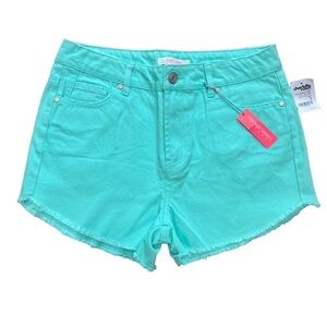 Refuge Raw Hem Shorts Size 8 Mint Green NWT